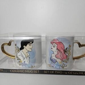 Disney The Little Mermaid Ariel & Prince Eric Heart Handle Mug Set